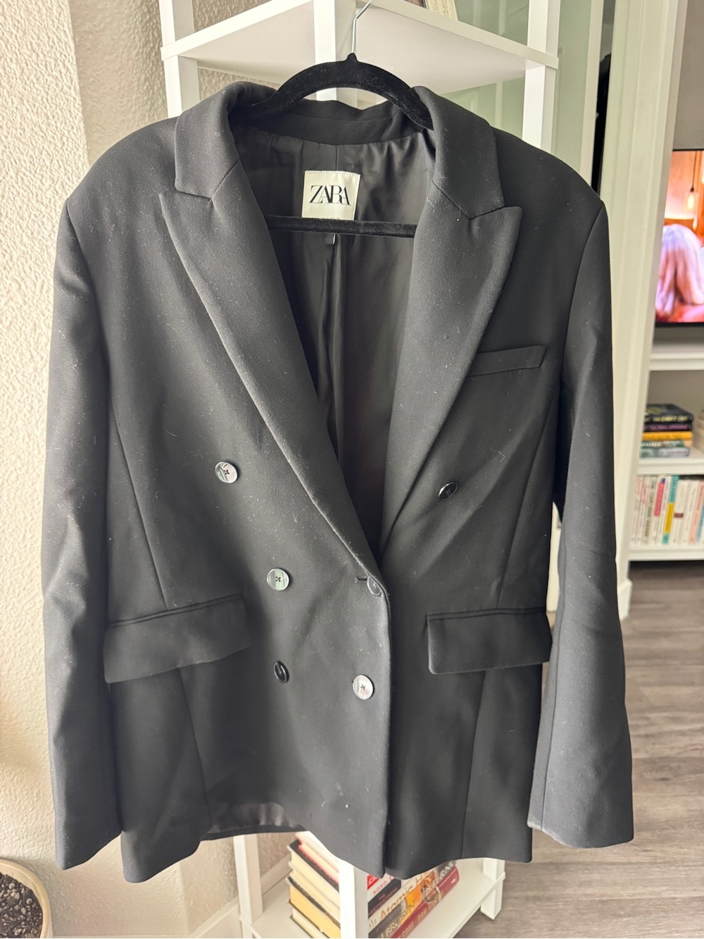 ZARA Black Double-Breasted Tailored Blazer